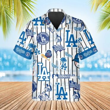 Los Angeles Dodgers Icon Stripe Hawaiian Shirt