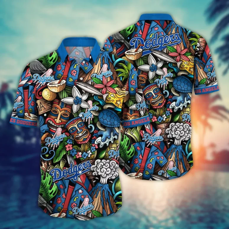 Los Angeles Dodgers Island Tiki Adventure Hawaiian Shirt