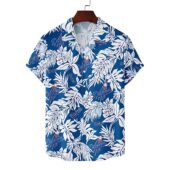 Los Angeles Dodgers Jungle Leaf Hawaiian Shirt Front - TeeAloha