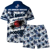 Los Angeles Dodgers Major League Baseball Palms Hawaiian Shirt Back With Short - TeeAloha