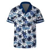 Los Angeles Dodgers Major League Baseball Palms Hawaiian Shirt Front - TeeAloha