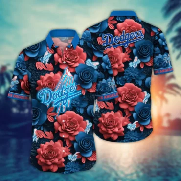 Los Angeles Dodgers Neon Rose Hawaiian Shirt