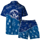 Los Angeles Dodgers Palm Paradise Hawaiian Shirt Back With Short - TeeAloha