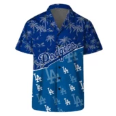 Los Angeles Dodgers Palm Paradise Hawaiian Shirt Front - TeeAloha