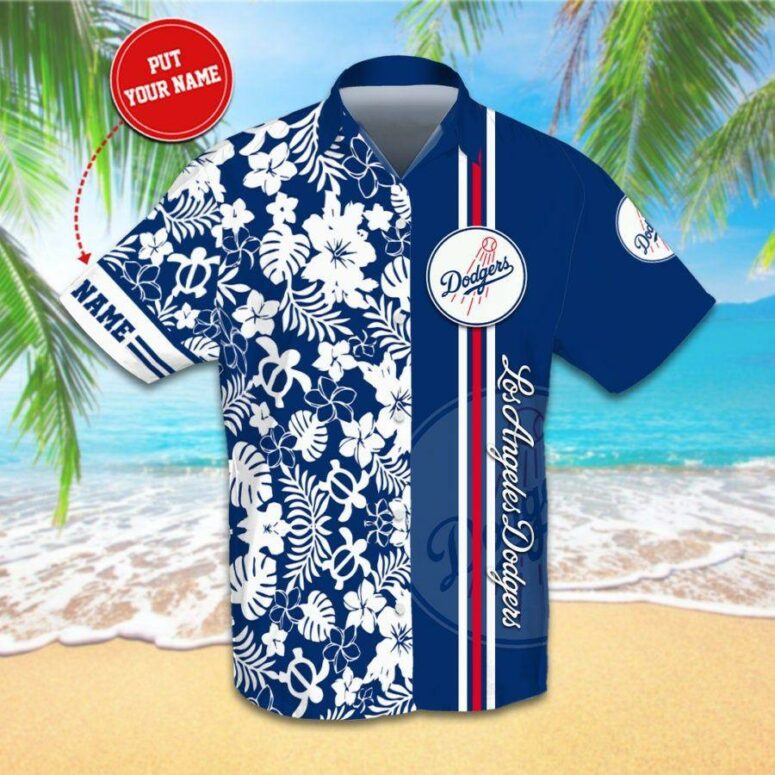 Los Angeles Dodgers Personalized Hibiscus Hawaiian Shirt