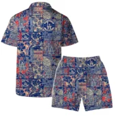 Los Angeles Dodgers Retro Patchwork Hawaiian Shirt Back With Short - TeeAloha