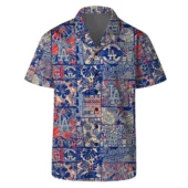 Los Angeles Dodgers Retro Patchwork Hawaiian Shirt Front - TeeAloha