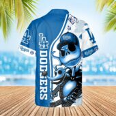 Los Angeles Dodgers Skeleton Swag Hawaiian Shirt Back - TeeAloha