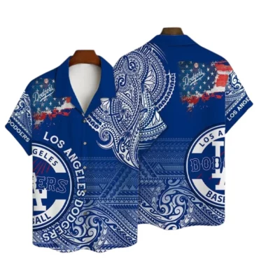 Los Angeles Dodgers Tribal Americana Hawaiian Shirt