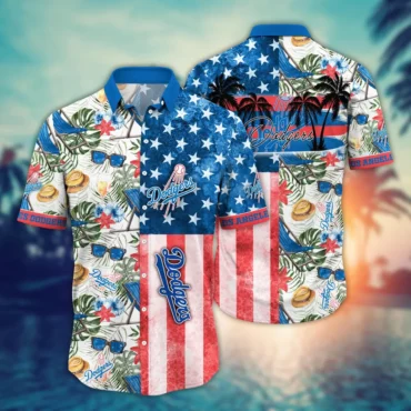 Los Angeles Dodgers Tropical Stars & Stripes Hawaiian Shirt