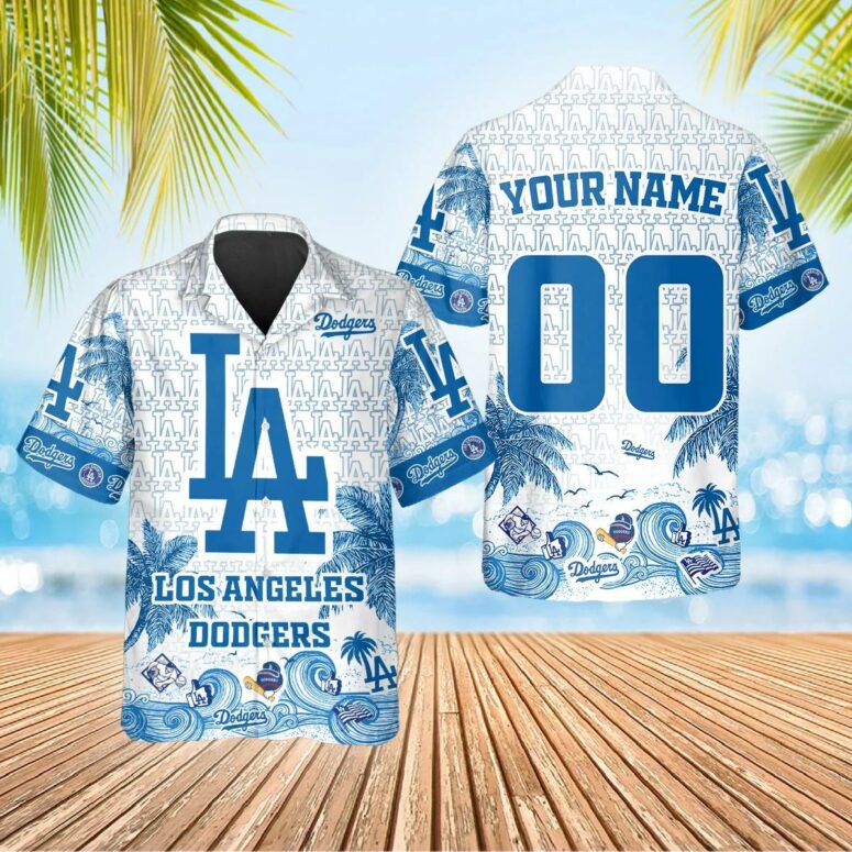 Los Angeles Dodgers Wave Palms Hawaiian Shirt