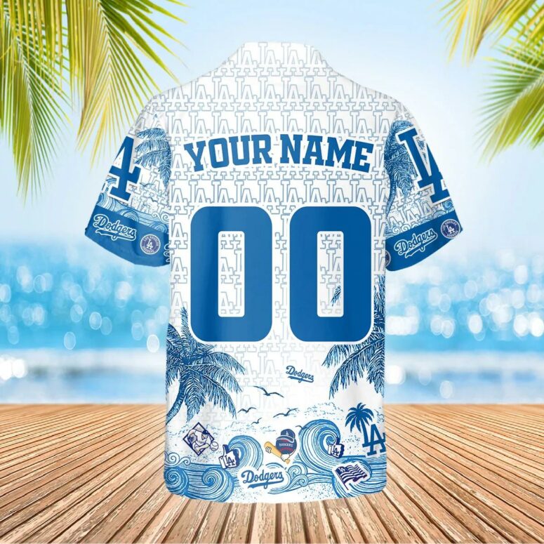 Los Angeles Dodgers Wave Palms Hawaiian Shirt