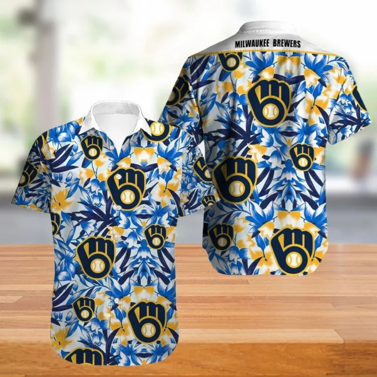 Milwaukee Brewers Blue Breeze Hawaiian Shirt