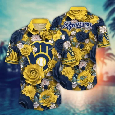 Milwaukee Brewers Bold Blooms Hawaiian Shirt