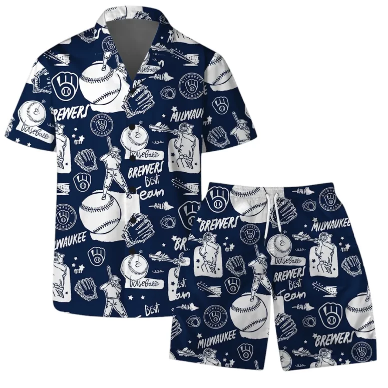 Milwaukee Brewers Doodle Hawaiian Shirt