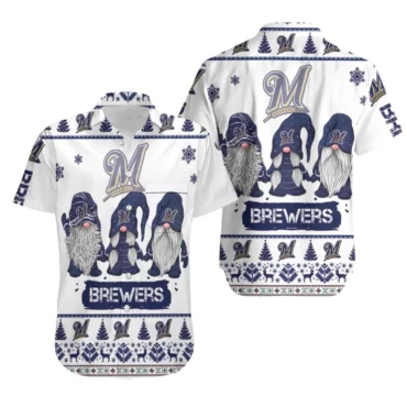 Milwaukee Brewers Festive Gnome Holiday Hawaiian Shirt