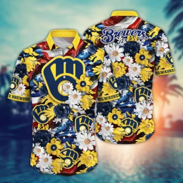 Milwaukee Brewers Firework Garden Hawaiian Shirt