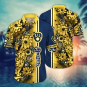 Milwaukee Brewers Golden Blossom Hawaiian Shirt