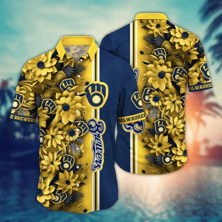 Milwaukee Brewers Golden Blossom Hawaiian Shirt