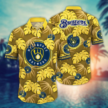 Milwaukee Brewers Golden Leaf Hawaiian Shirt