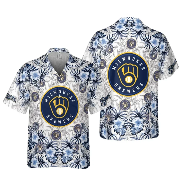 Milwaukee Brewers Hibiscus Splash Hawaiian Shirt