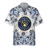 Milwaukee Brewers Hibiscus Splash Hawaiian Shirt Front - TeeAloha