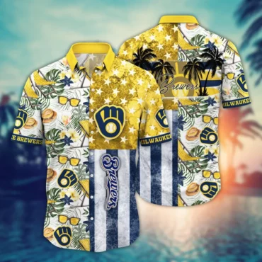 Milwaukee Brewers Island Paradise Patchwork Hawaiian Shirt