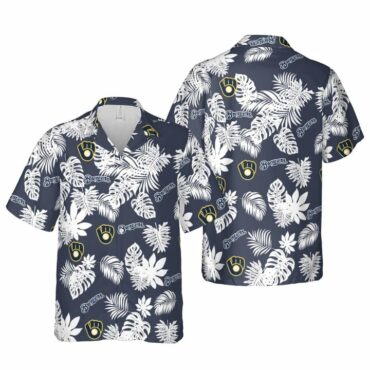 Milwaukee Brewers Midnight Palm Hawaiian Shirt