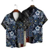 Milwaukee Brewers Patriotic Floral Hawaiian Shirt - TeeAloha