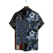 Milwaukee Brewers Patriotic Floral Hawaiian Shirt Back - TeeAloha