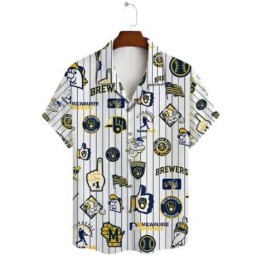 Milwaukee Brewers Pinstripe Icons Hawaiian Shirt