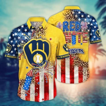 Milwaukee Brewers Red, White & Wild Hawaiian Shirt