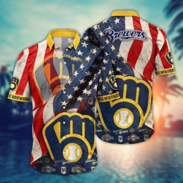 Milwaukee Brewers Stars & Stripes Pride Hawaiian Shirt