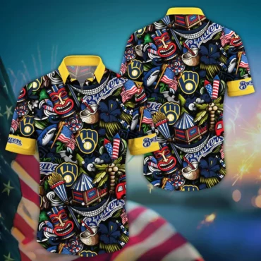 Milwaukee Brewers Tiki Celebration Hawaiian Shirt