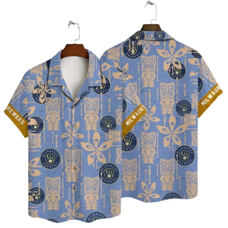 Milwaukee Brewers Tiki Floral Hawaiian Shirt