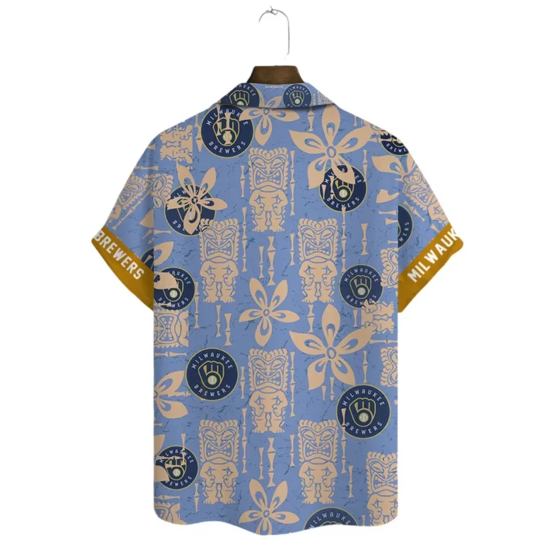 Milwaukee Brewers Tiki Floral Hawaiian Shirt