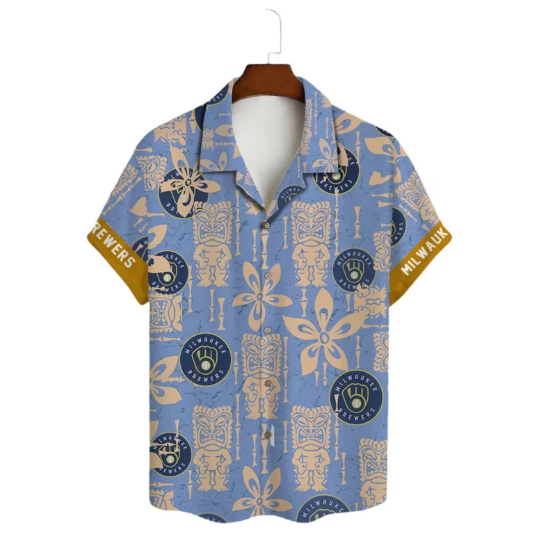 Milwaukee Brewers Tiki Floral Hawaiian Shirt