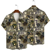 Milwaukee Brewers Tribal Patchwork Hawaiian Shirt - TeeAloha