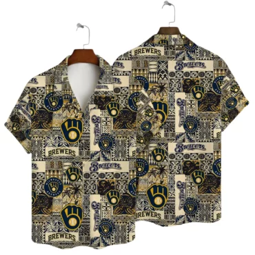 Milwaukee Brewers Tribal Patchwork Hawaiian Shirt