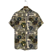 Milwaukee Brewers Tribal Patchwork Hawaiian Shirt Back - TeeAloha