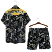 Milwaukee Brewers Tropical Nights Hawaiian Shirt Back With Short - TeeAloha