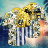 Milwaukee Brewers Tropical Patchwork Hawaiian Shirt