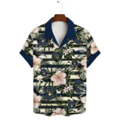 Milwaukee Brewers Tropical Stripes Hawaiian Shirt Front - TeeAloha