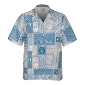 Milwaukee Brewers Vintage Blue Patch Hawaiian Shirt Front - TeeAloha