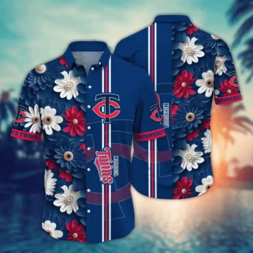 Minnesota Twins Daisy Stripe Hawaiian Shirt