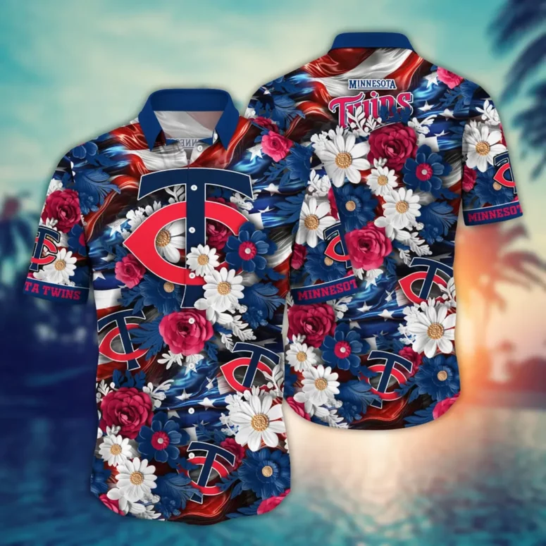 Minnesota Twins Freedom Blooms Hawaiian Shirt