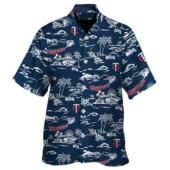 Minnesota Twins Island Sketch Hawaiian Shirt Front - TeeAloha