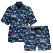 Minnesota Twins Island Sketch Hawaiian Shirt Front With Short - TeeAloha