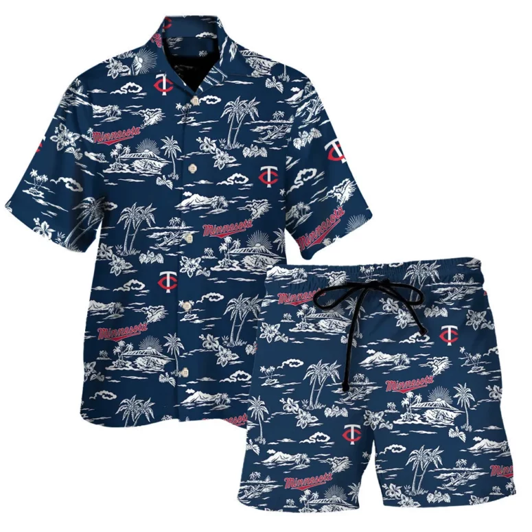 Minnesota Twins Island Sketch Hawaiian Shirt