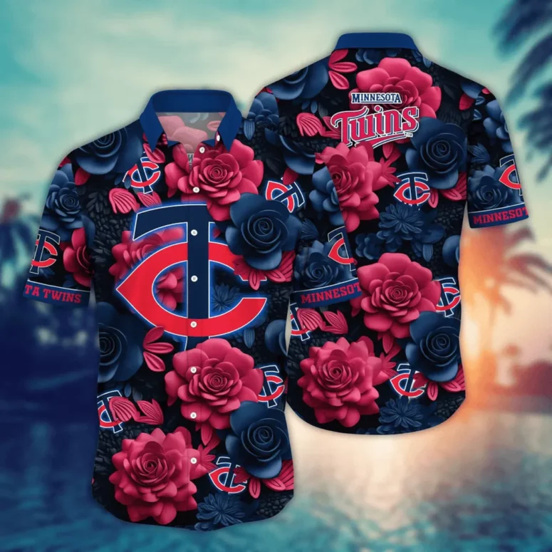 Minnesota Twins Midnight Bloom Hawaiian Shirt